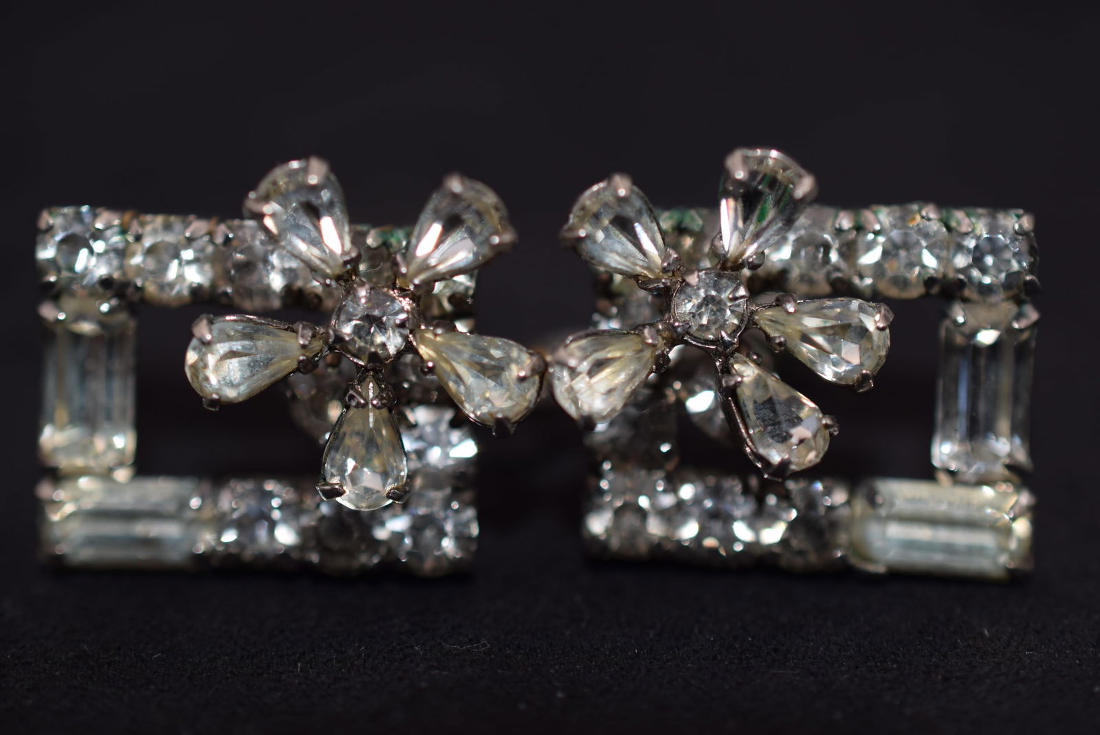 Sherman Screw Back Earrings Vintage 1950's Rhinestone Lot# BE 241: Sherman Screw Back Earrings Vintage 1950's Rhinestone