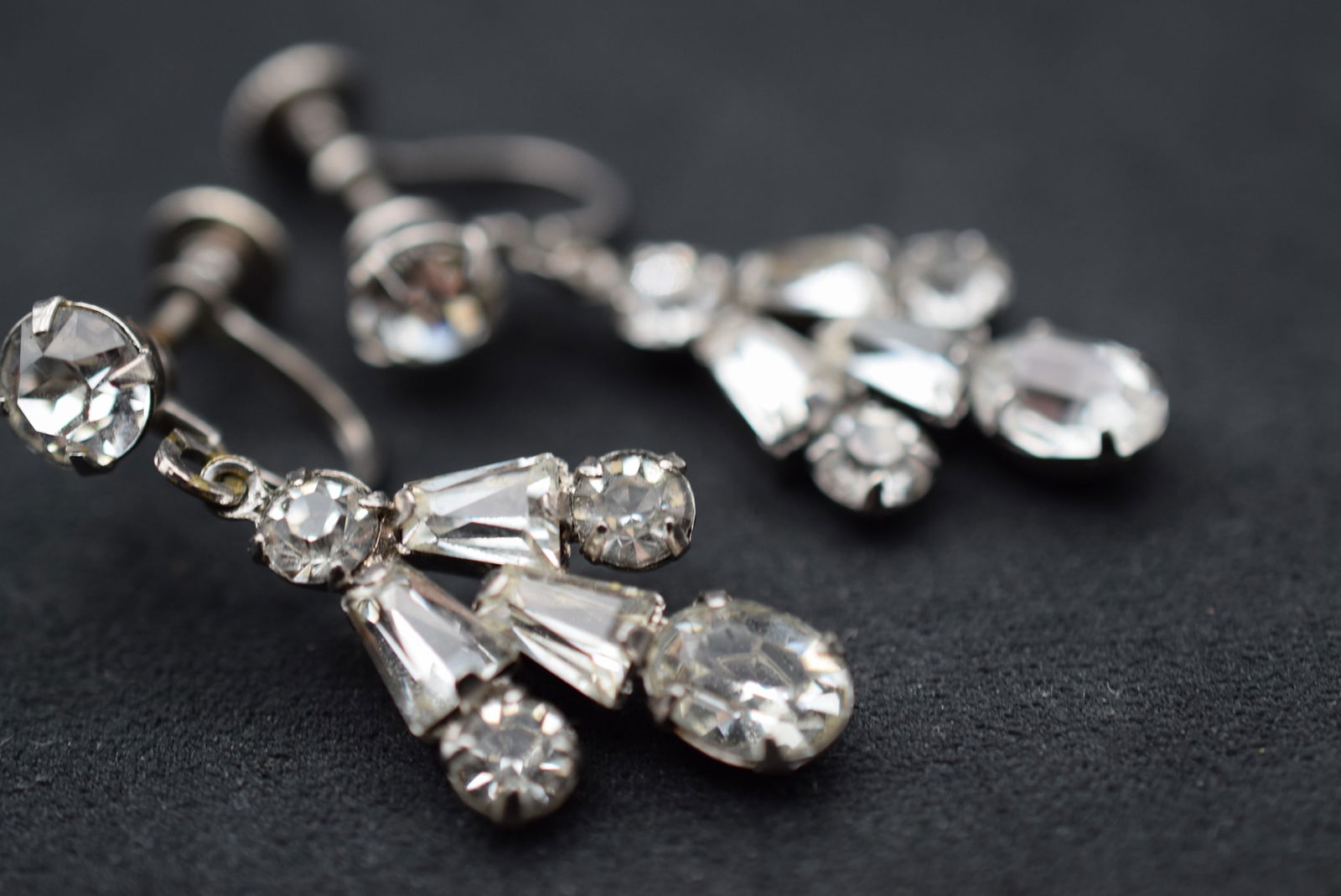 Sherman Screw Back Earrings Vintage 1950's Rhinestone Lot# BE 247: Sherman Screw Back Earrings Vintage 1950's Rhinestone