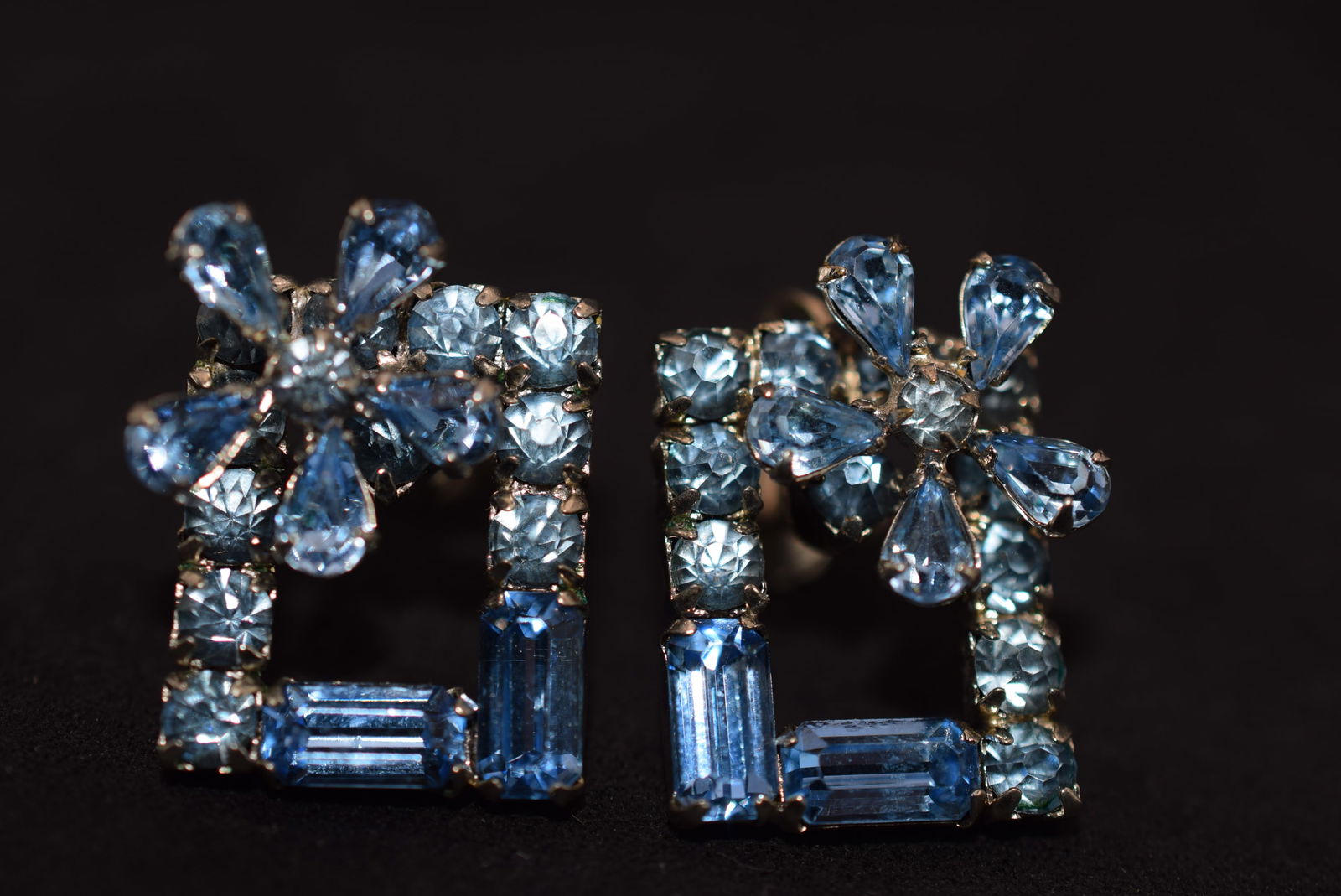 Sherman Screw Back Earrings Vintage 1950's Rhinestone Lot# BE 252: Sherman Screw Back Earrings Vintage 1950's Rhinestone