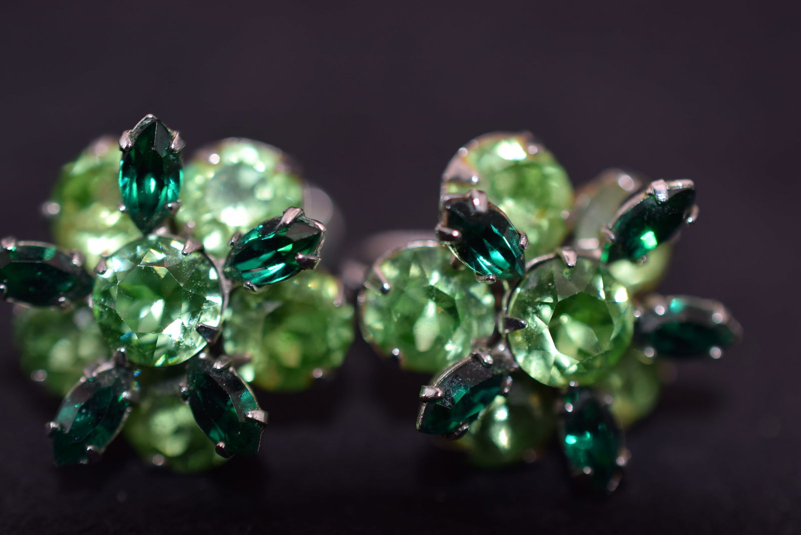 Sherman Screw Back Earrings Vintage 1950's Rhinestone Lot# BE 255: Sherman Screw Back Earrings Vintage 1950's Rhinestone