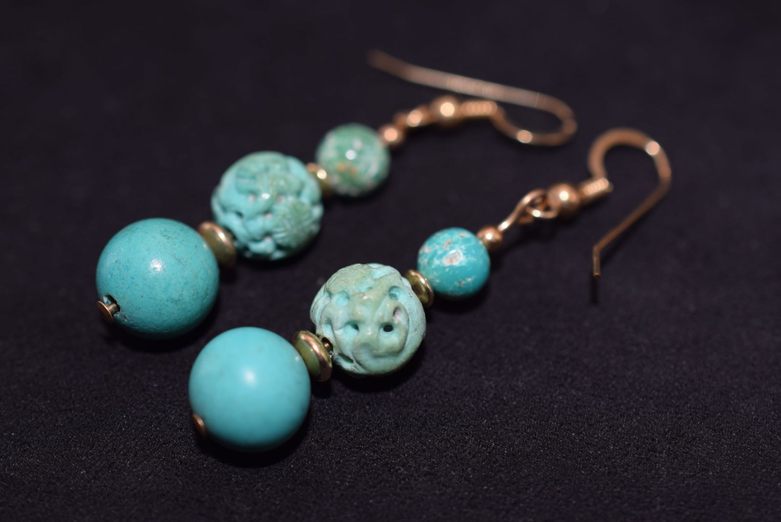 Turquoise Pierced Drop Earrings Lot# BE 275: Turquoise Pierced Drop Earrings
