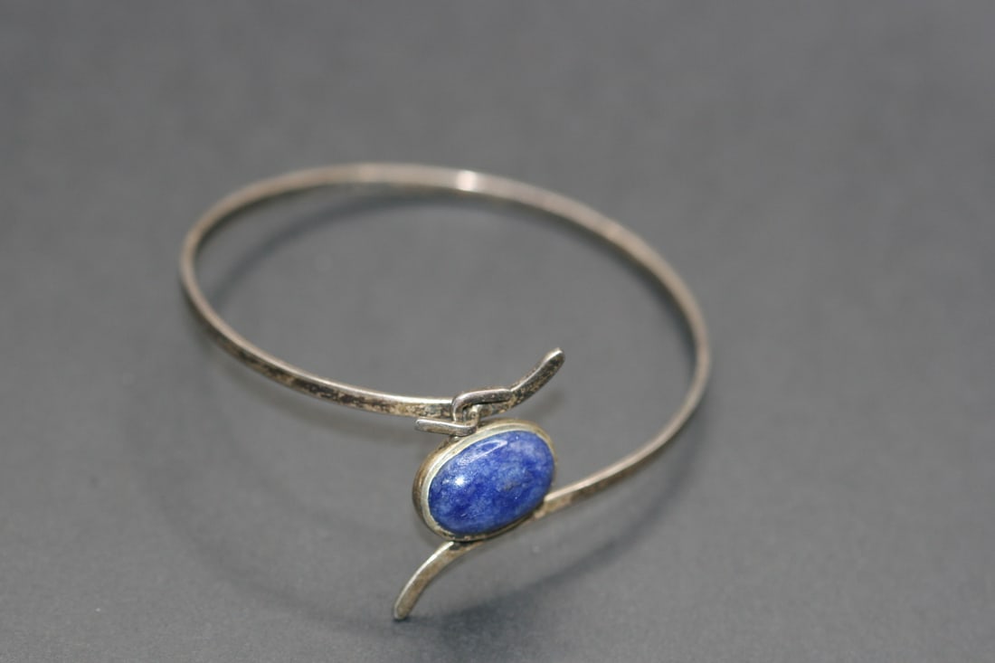 Lapis Lazuli Sterling Silver 925 Modernist Bracelet Lot 540 (1 of 2)