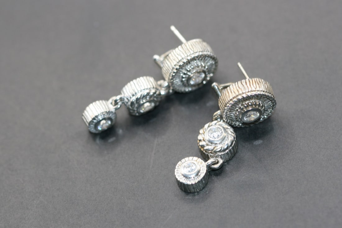 Sterling Silver 925 Drop Rhinestone Earrings Vintage Lot 816 (1 of 2)