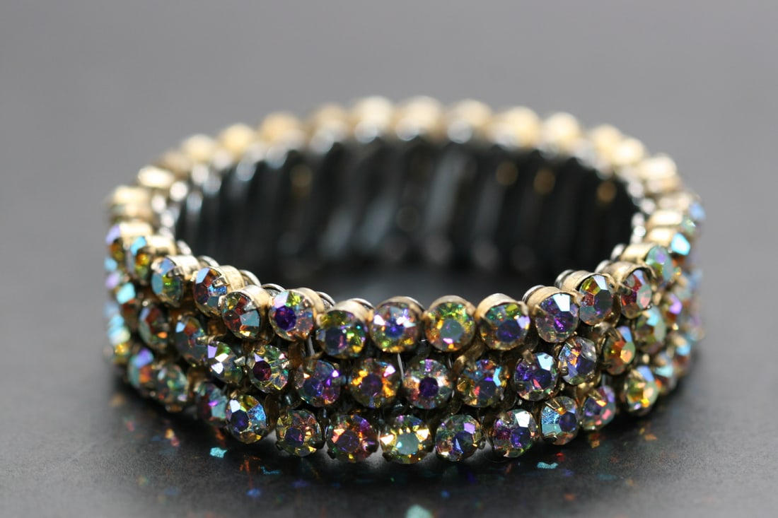 Rhinestone Stretch Vintage Bracelet 1940's Lot 881 (1 of 4)