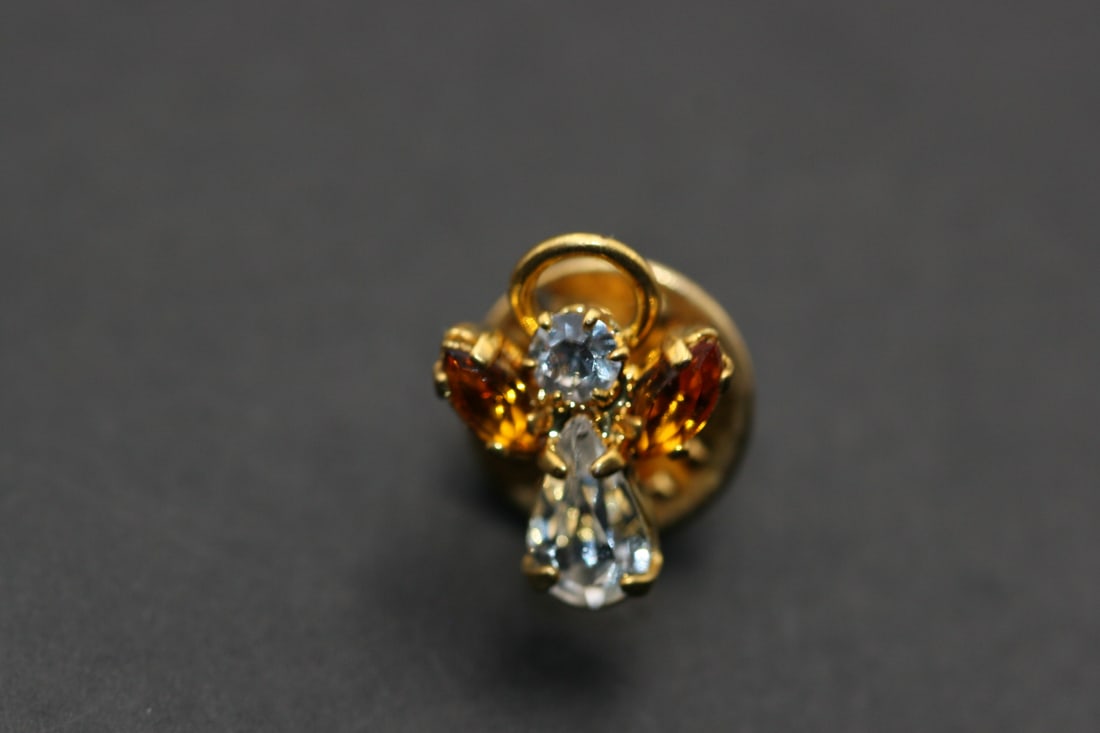 Rhinestone Angel Push Pin Brooch Pin Tiny Sweet Lot 1235: Rhinestone Angel Push Pin Brooch Pin Tiny Sweet