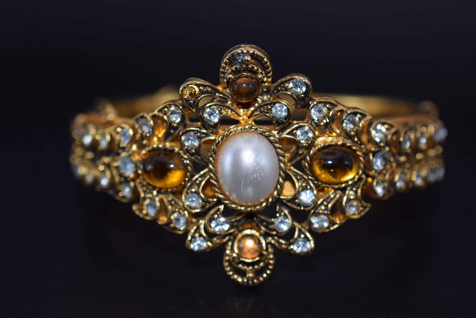 Rhinestone Clamper Bracelet Vintage 1950's Lot# CF 1 (1 of 3)