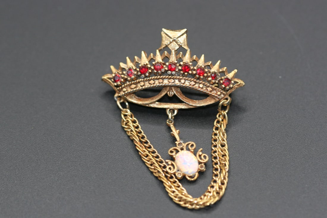 Florenza Crown Opal Regal Vintage Brooch Pin   .Lot#15 (1 of 4)