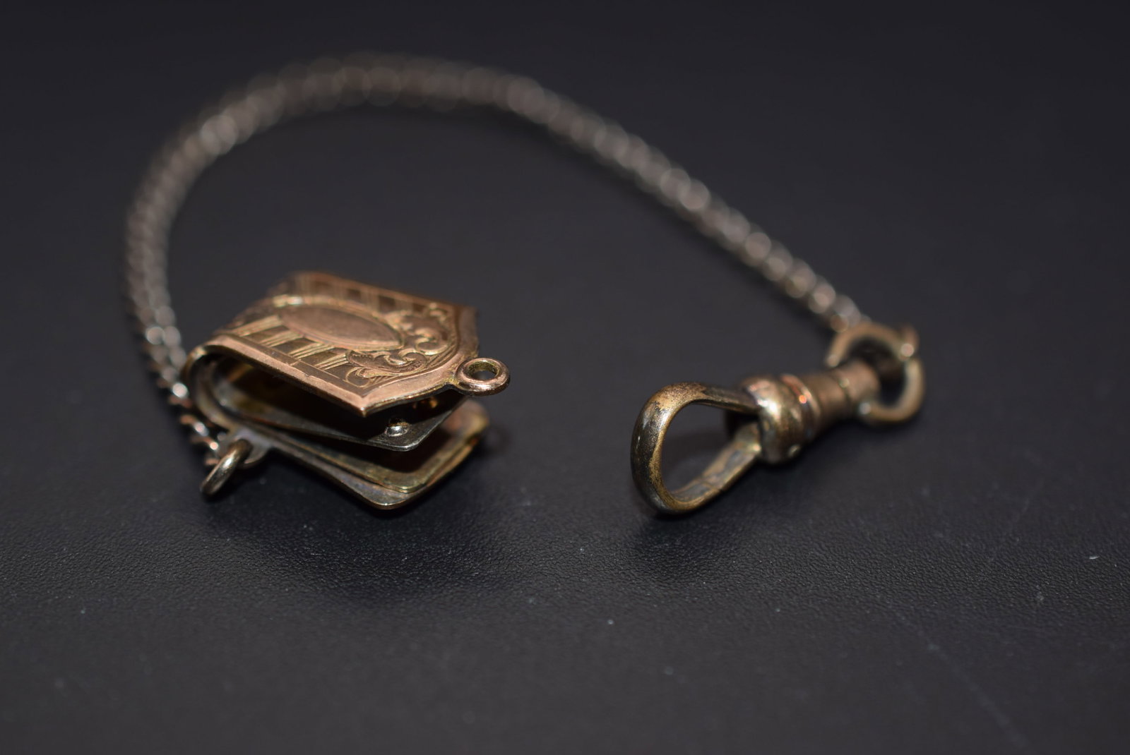Edwardian Watch Fob Clip Pat Pend Lot#CF 223: Edwardian Watch Fob Clip Pat Pend measures 5 3/4" long