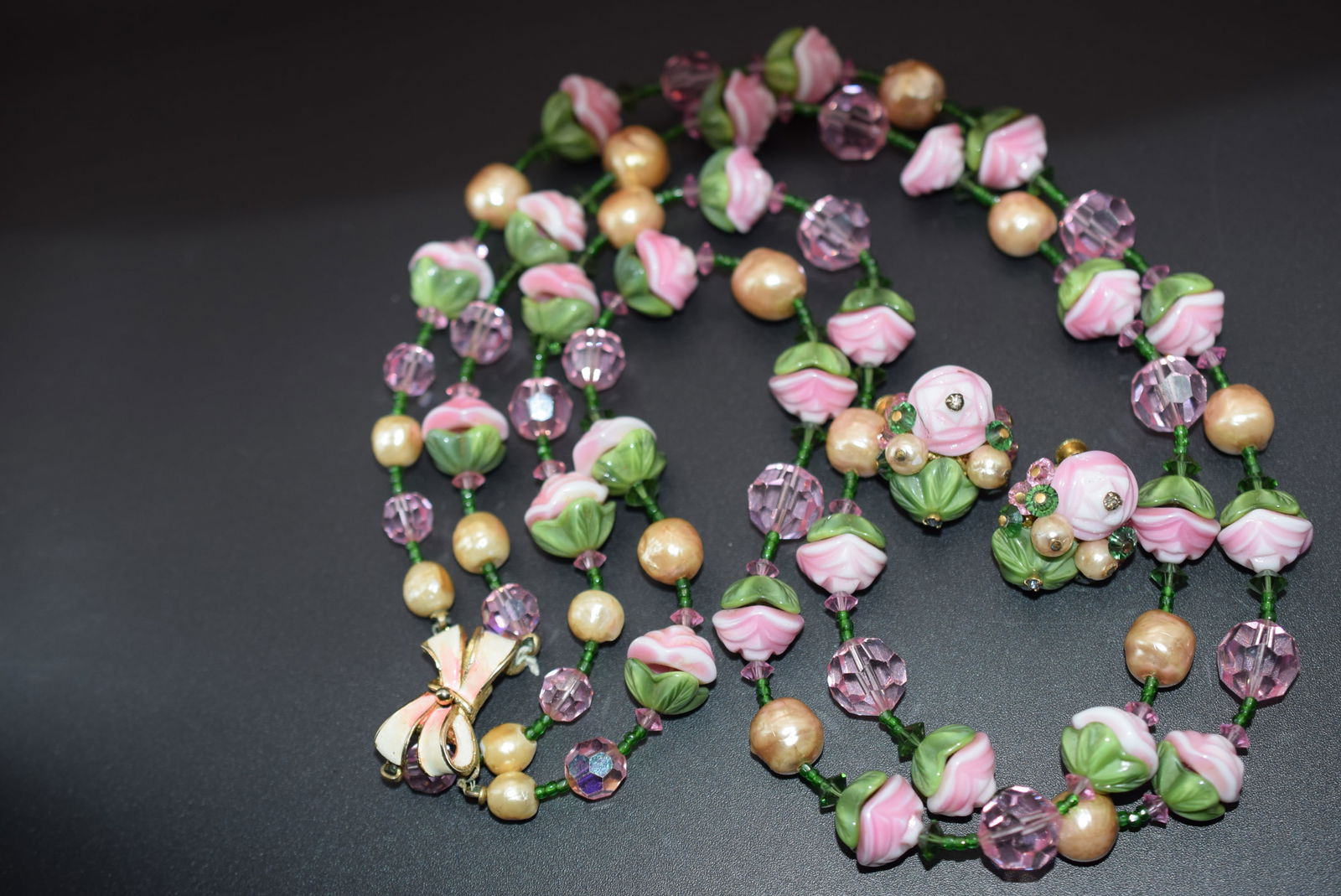 Wow to the Vendome Glass Exquisite Necklace Signed Earrings Lot#CF 68 (1 of 17)