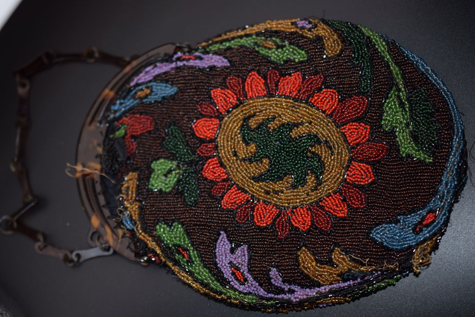 Vintage Purse Beaded TLC Lot#CF 80: Vintage Purse Beaded TLC see pics measures 8 1/2" x 6 1/2" plus handle and the clasp atch in broken off