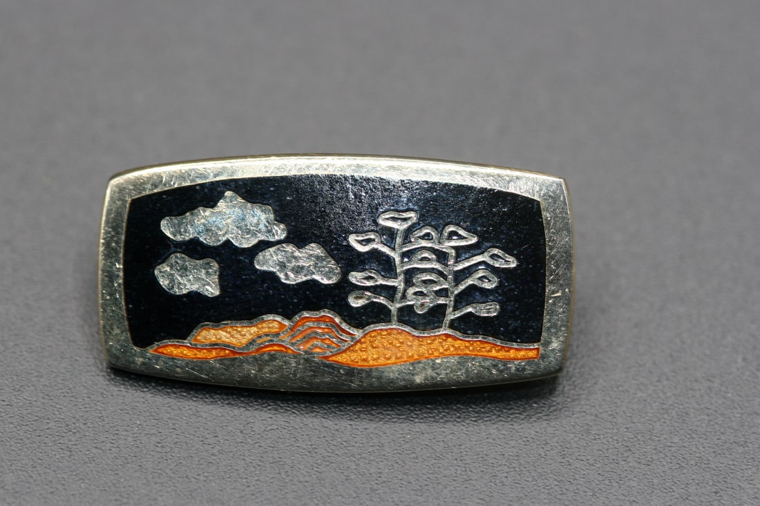 De Pasille Sylvestre Quebec Canada Enamel Modernist Brooch Pin Vintage signed .Lot#113 (1 of 2)