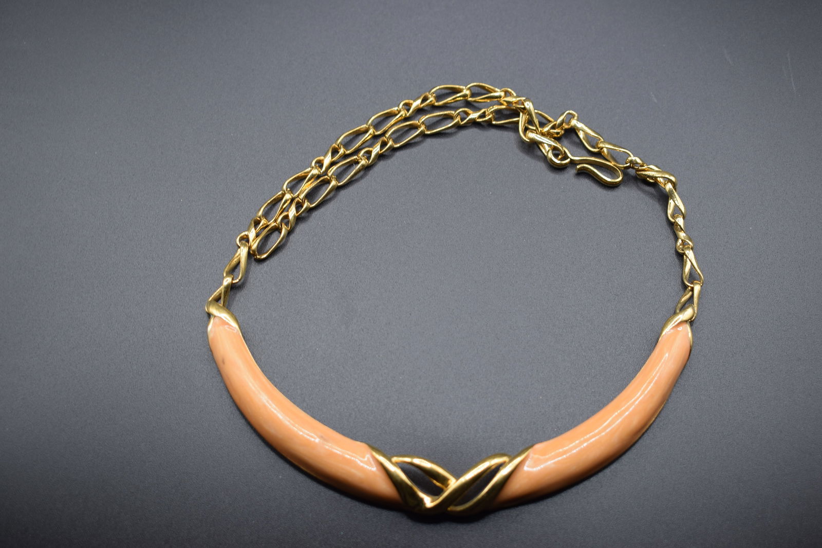 Monet Enamel Signed Vintage Necklace .Lot#133: Monet Enamel Signed Vintage Necklace measures 17 1/4" long the center piece measures 5 1/2" wide signed on the inside Monet