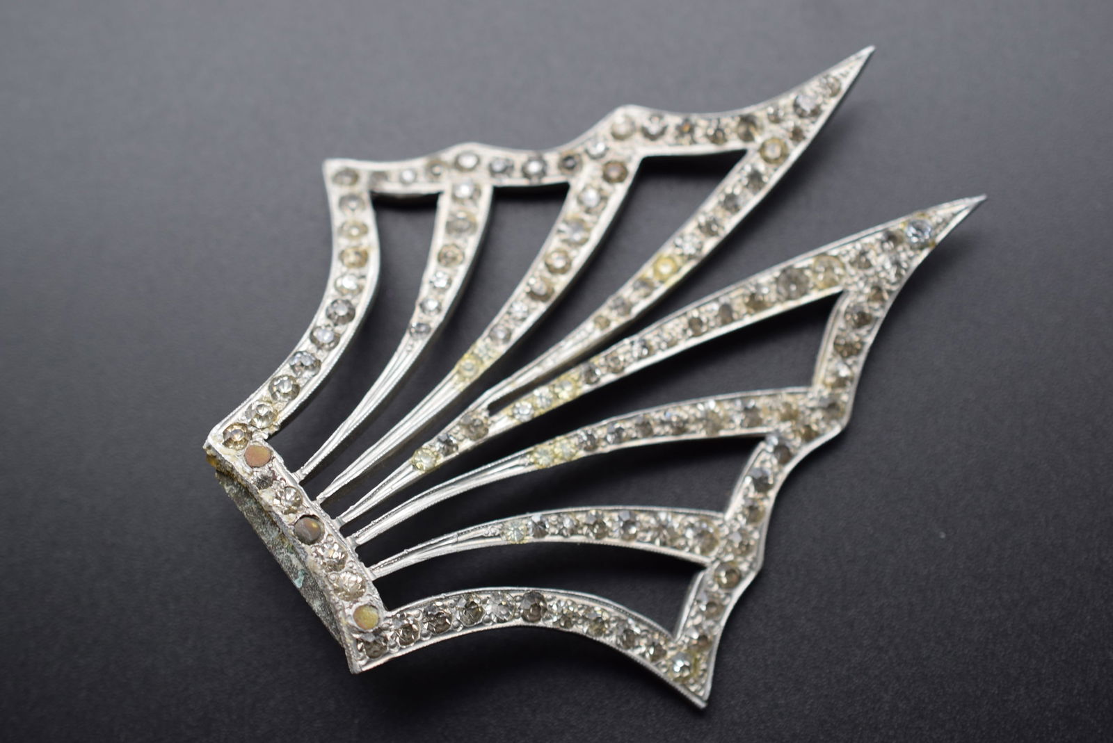 Pot Metal Vintage Huge Rhinestone Hair Comb top 1940's Lot#CF 155 (1 of 3)