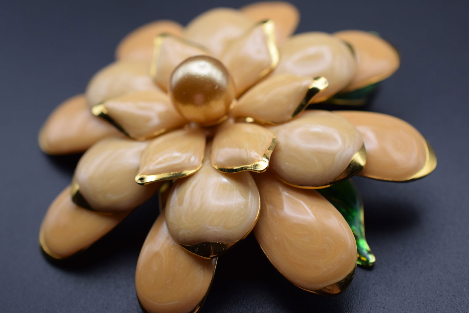 Joan Rivers Golden Pearl Flower Enamel Brooch Pin Huge Lot#CF 170 (1 of 4)