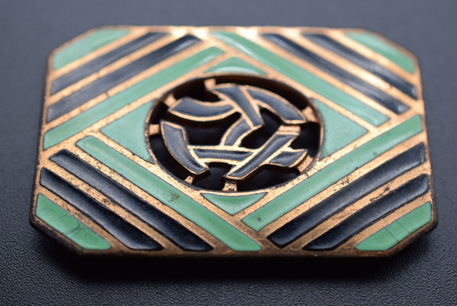 Enamel Deco Clip Vintage Lot#CF 236: Enamel Deco Clip Vintage measures 2" x 1 1/4"