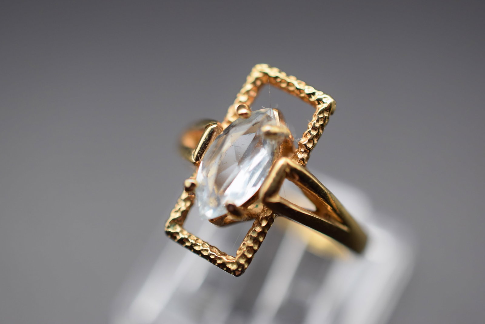 Brass Plated 1970's Modernist Ring Size 6.5 Lot#CF 249: Brass Plated 1970's Modernist Ring Size 6.5 top measures 3/4" x 3/8" signed Brass inside