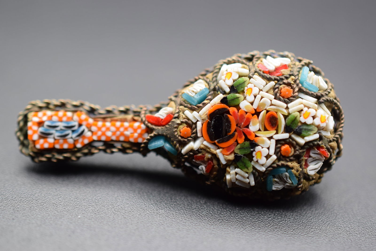 Micro Mosaic LOOK at the work Guitar 1930's Vintage Brooch Lot#CF 303 (1 of 5)