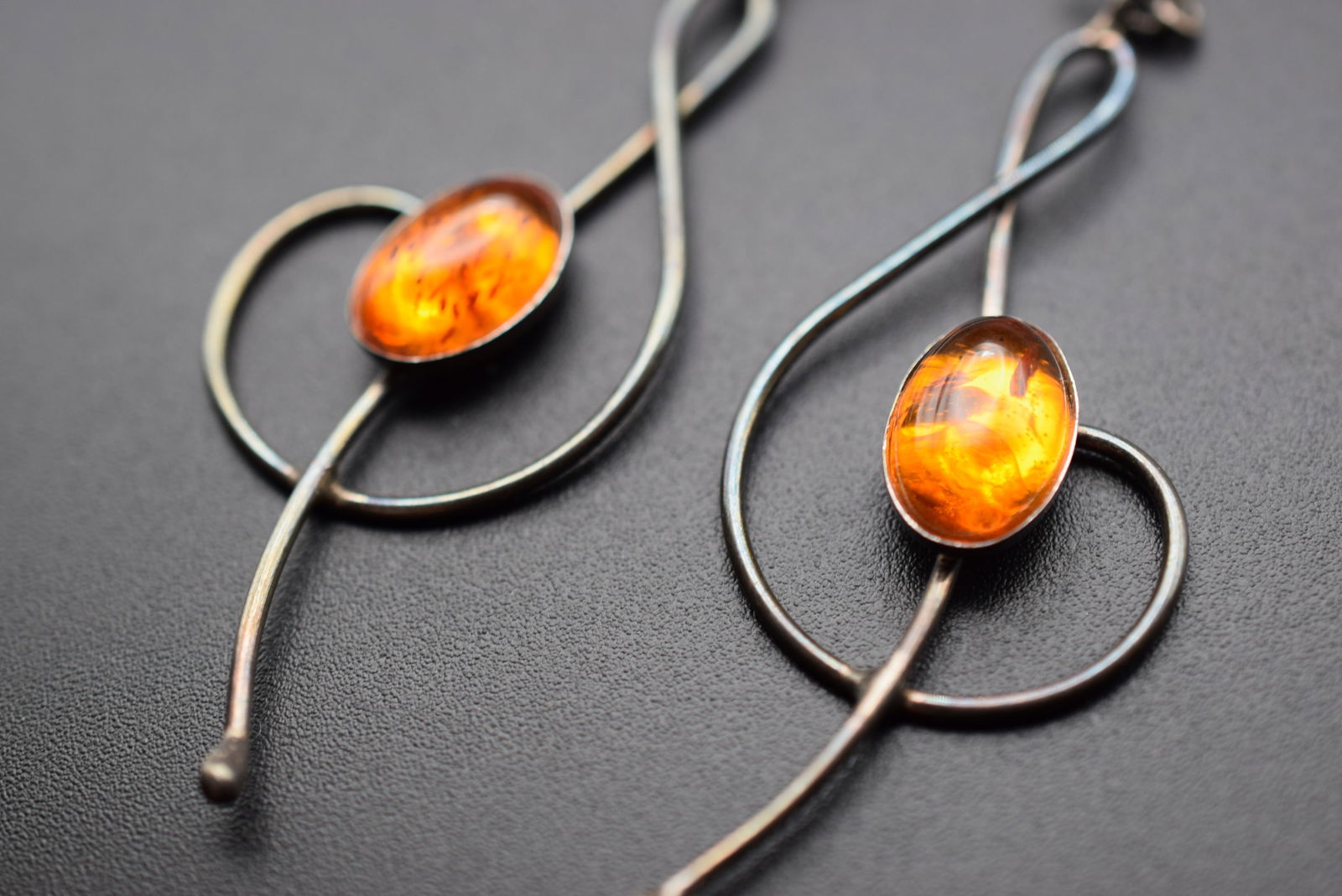 Amber Genuine on Sterling Pierced Drop Earrings Lot#CF 345: Amber Genuine on Sterling Pierced Drop Earrings measures 2 1/8" long x 7/8" plus the bale and are signed 925 on the backs with other markings