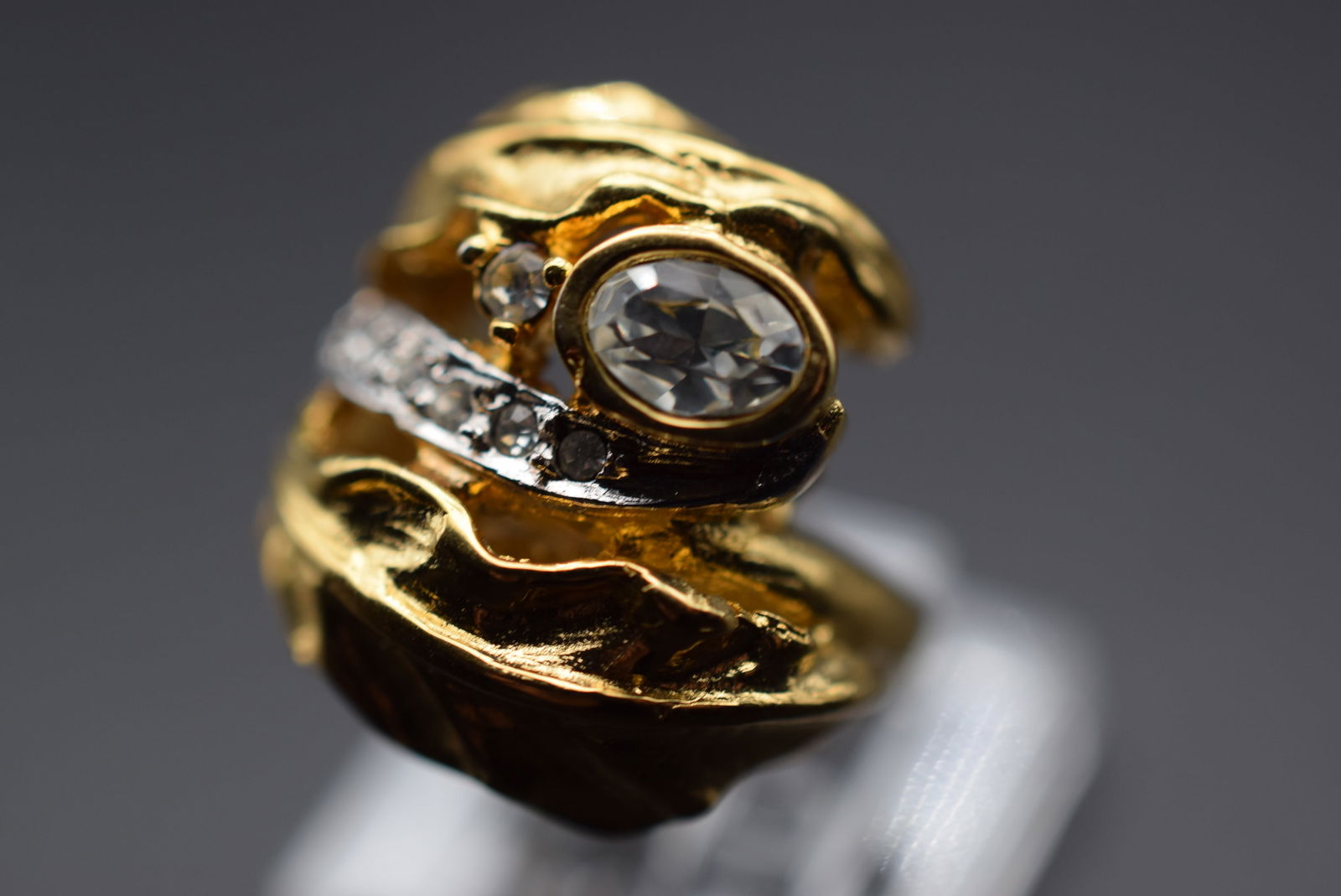 Rhinestone Cocktail Cabochon Vintage Ring Size 6.25 Lot#CF 349 (1 of 4)