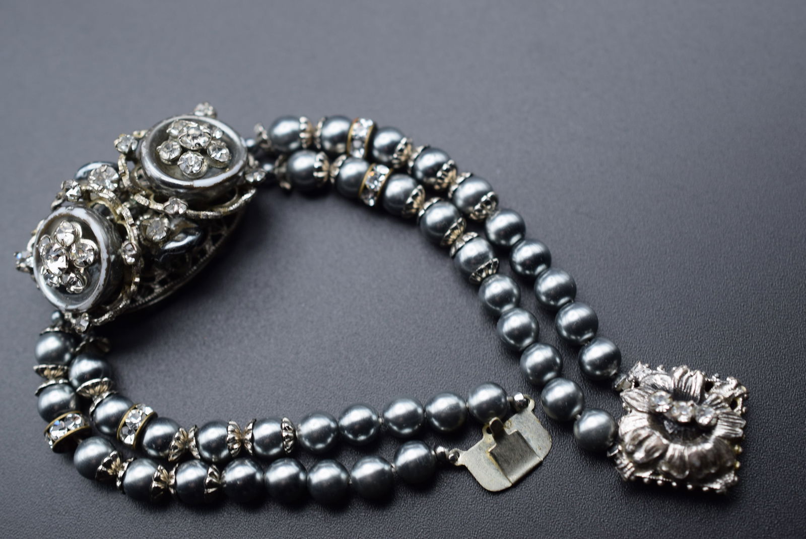 Original Robert Grey Pearl Rondelle Rhinestone Magnificent Bracelet Lot#CF 363 (1 of 5)