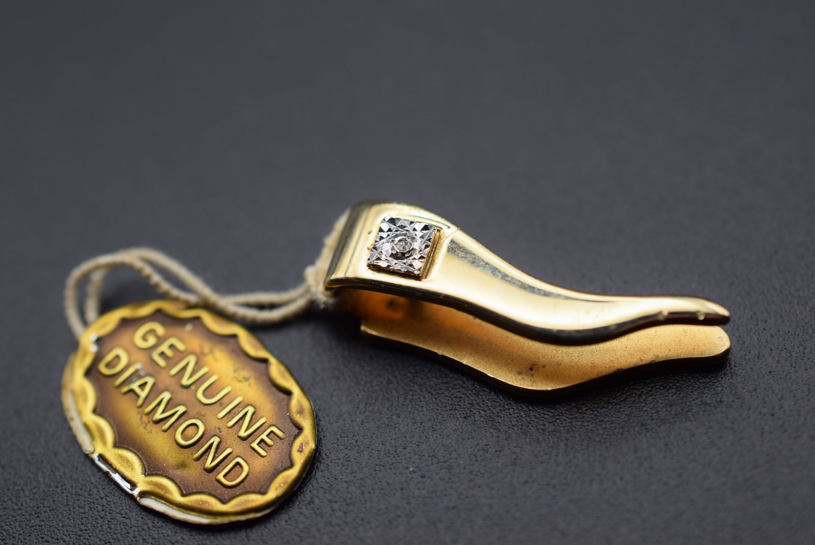 Genuine Diamond Pendant Lot#CF 385: Genuine Diamond Pendant measures 1" x 3/8"