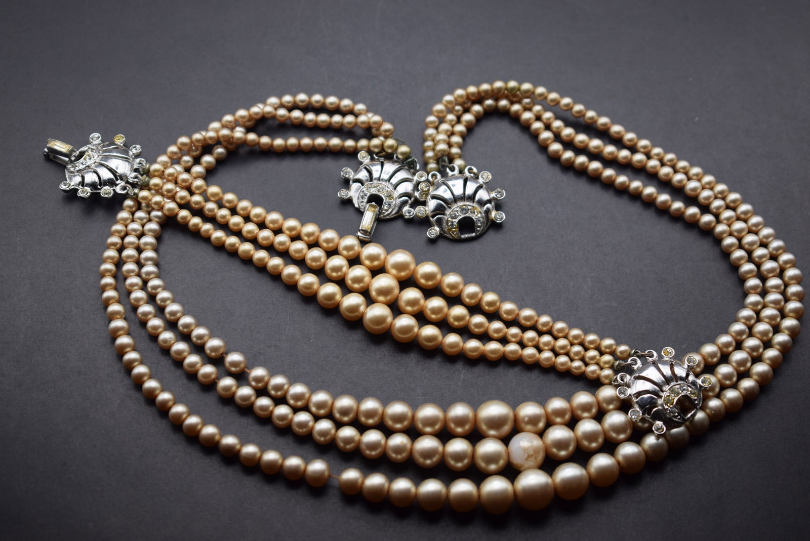 1930's Early Coro Signed Set Bracelet Necklace Pearl Rhinestone Lot 431 (1 of 6)