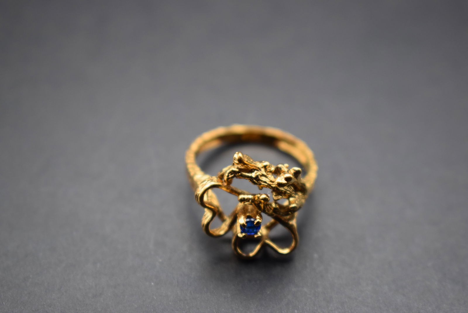 1970's Cocktail Ring Blue Sapphire Rhinestone Size 7.5 Lot 476 (1 of 8)