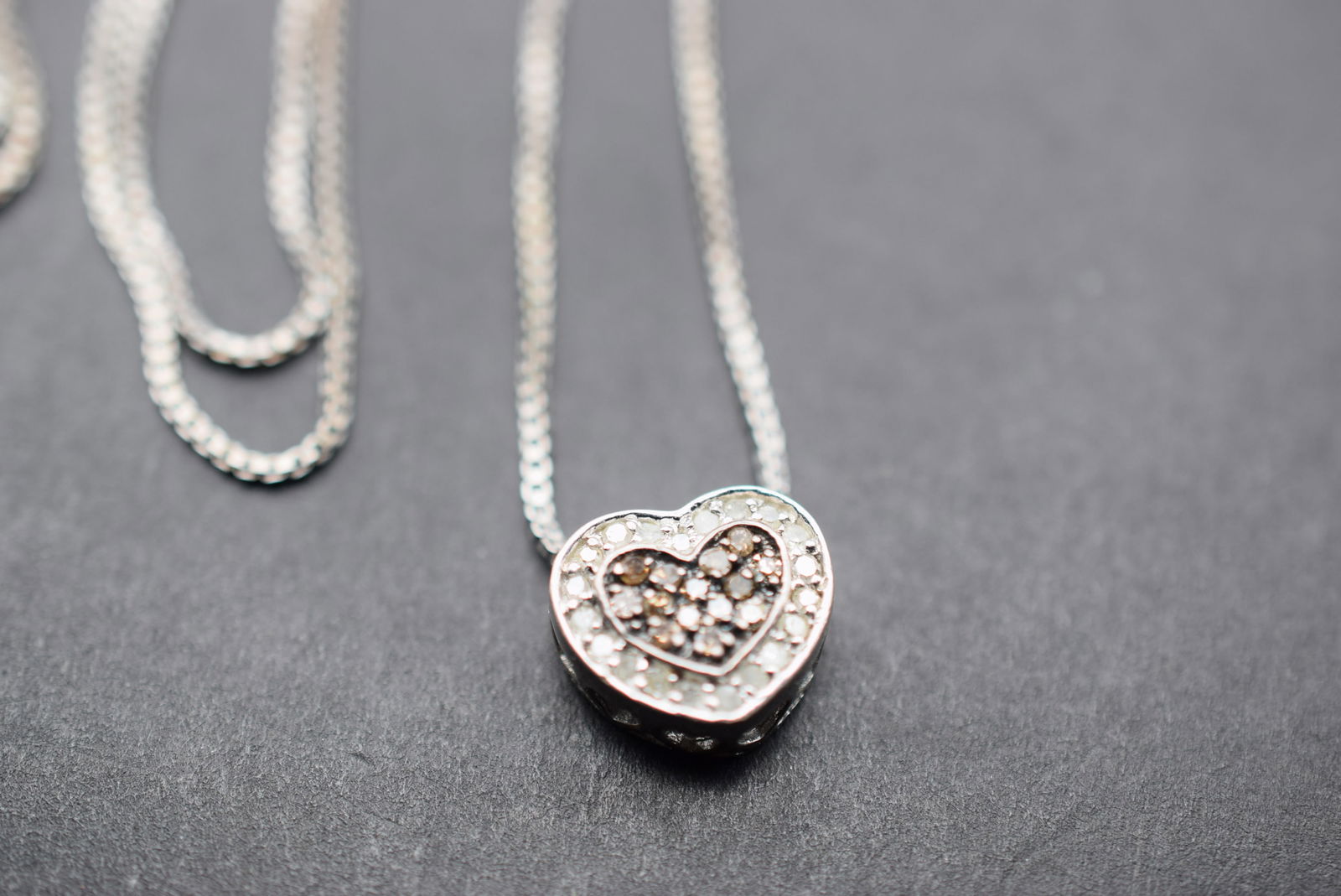 CZ Heart Sterling Silver 925 Necklace SWEET ! Lot 17 (1 of 2)