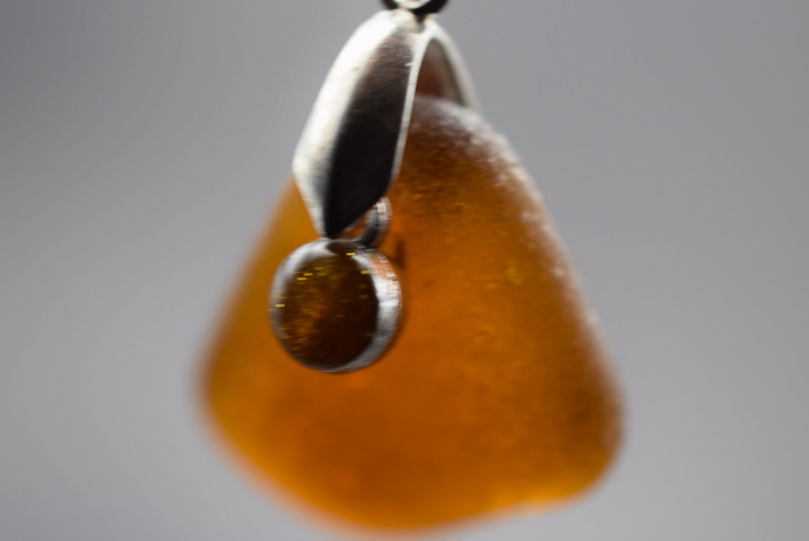 Frosted Glass Pendant Sterling Silver 925 Necklace Lot 22 (1 of 5)