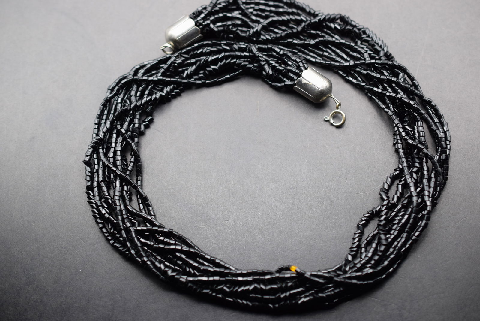 Black Glass Bead Necklace 11 strands Lot 64 (1 of 3)