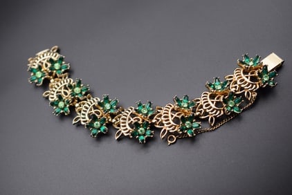 Hollycraft Flowers 1954 Rhinestone Bracelet Signed Vintage Lot 83 (1 of 5)