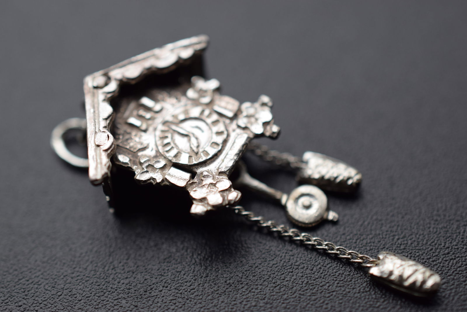 Sterling European 800 Moveable Cuckoo Clock Pendant Charm Lot# DG 97 (1 of 4)