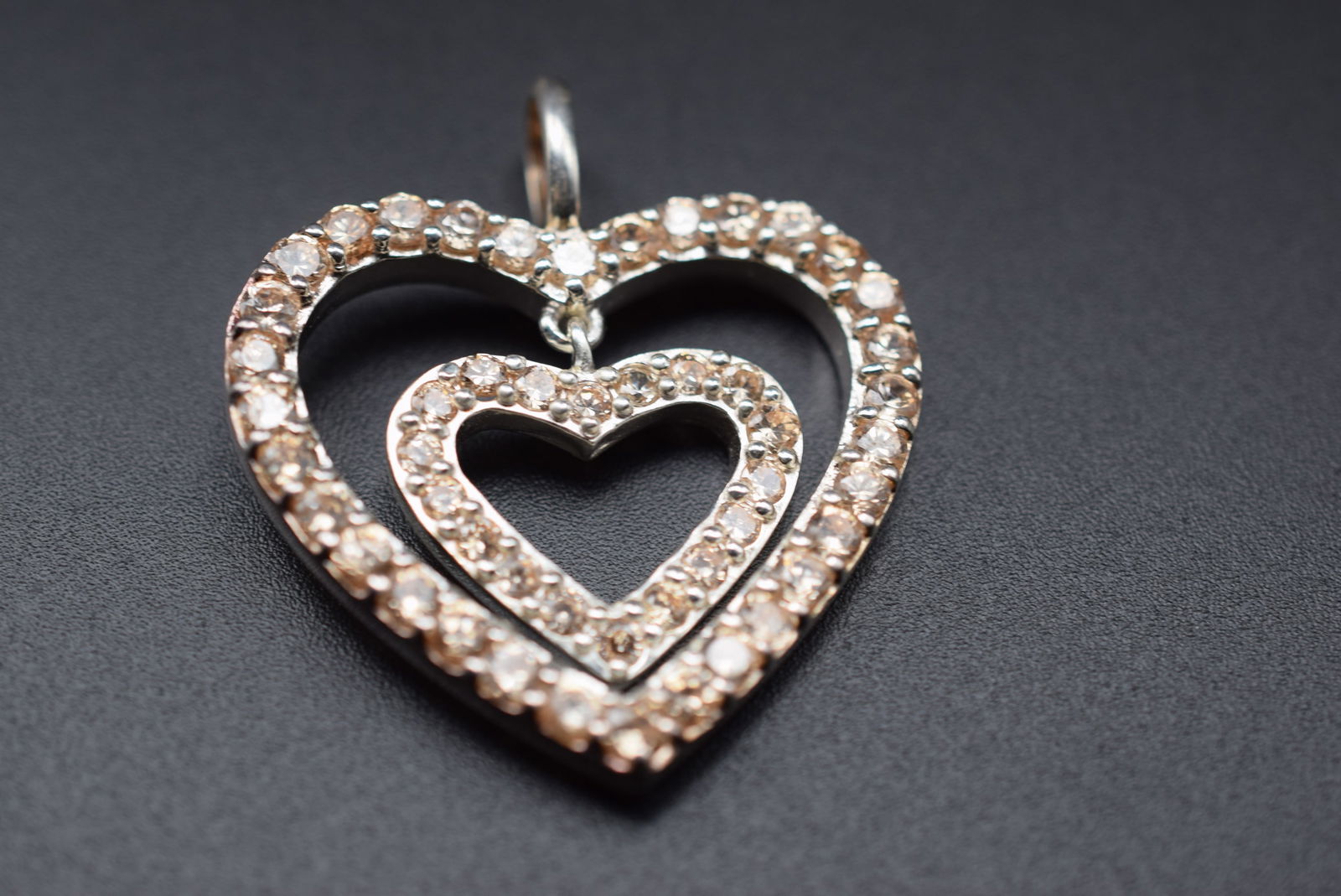 Lumani CZ Sterling Silver 925 Double Heart Pendant Lot 115 (1 of 4)