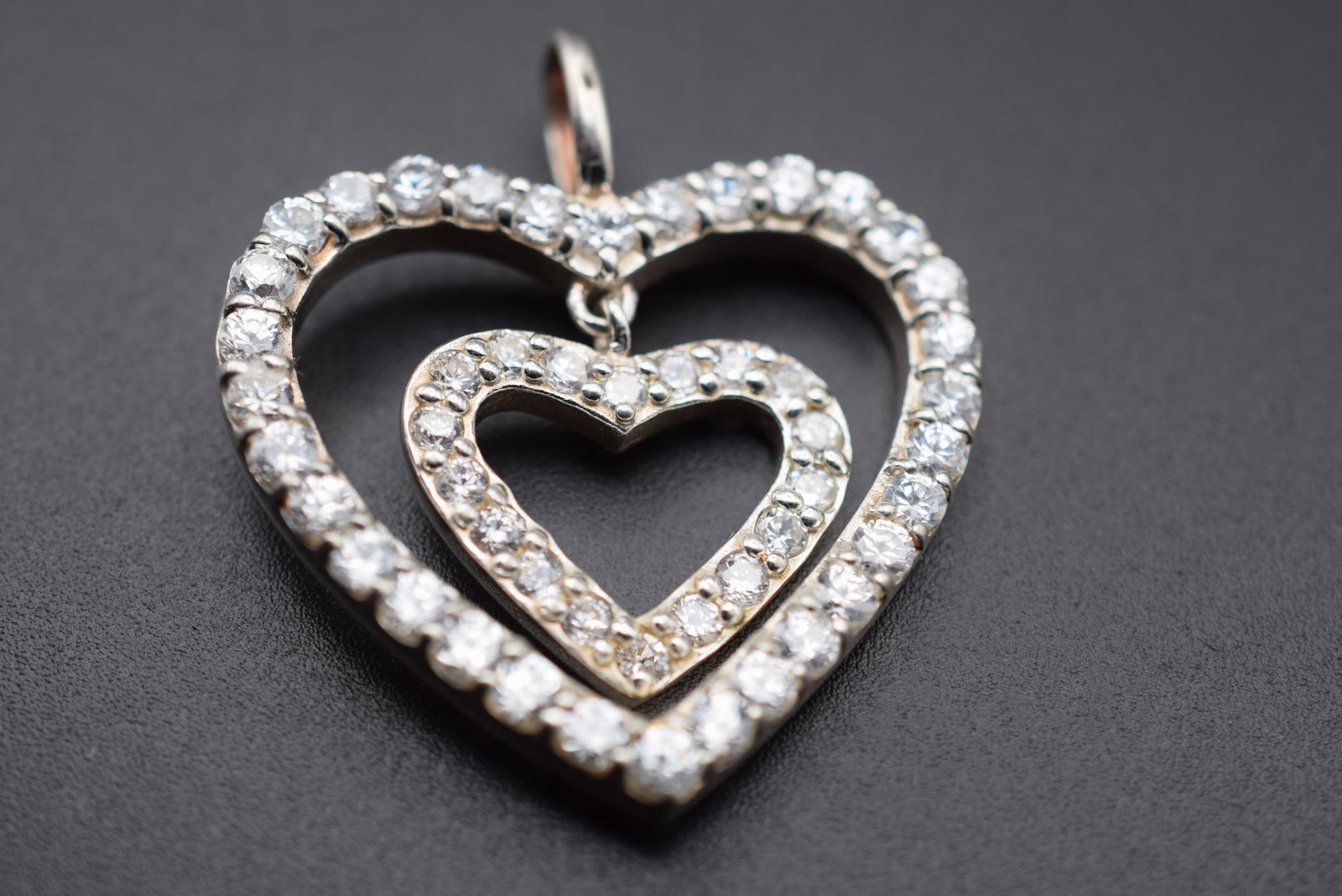 Lumani CZ Sterling Silver 925 Double Heart Pendant Lot 129 (1 of 4)