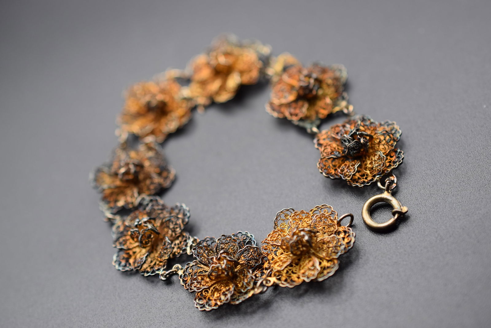 Sterling Filigree As is TLC Vintage Bracelet Lot# DG 159: Sterling Filigree As is TLC Vintage Bracelet measures 7 1/2" x 3/4" links broken on many links needs repair but maybe you can repurpose it ! Weighs 13.82 grams