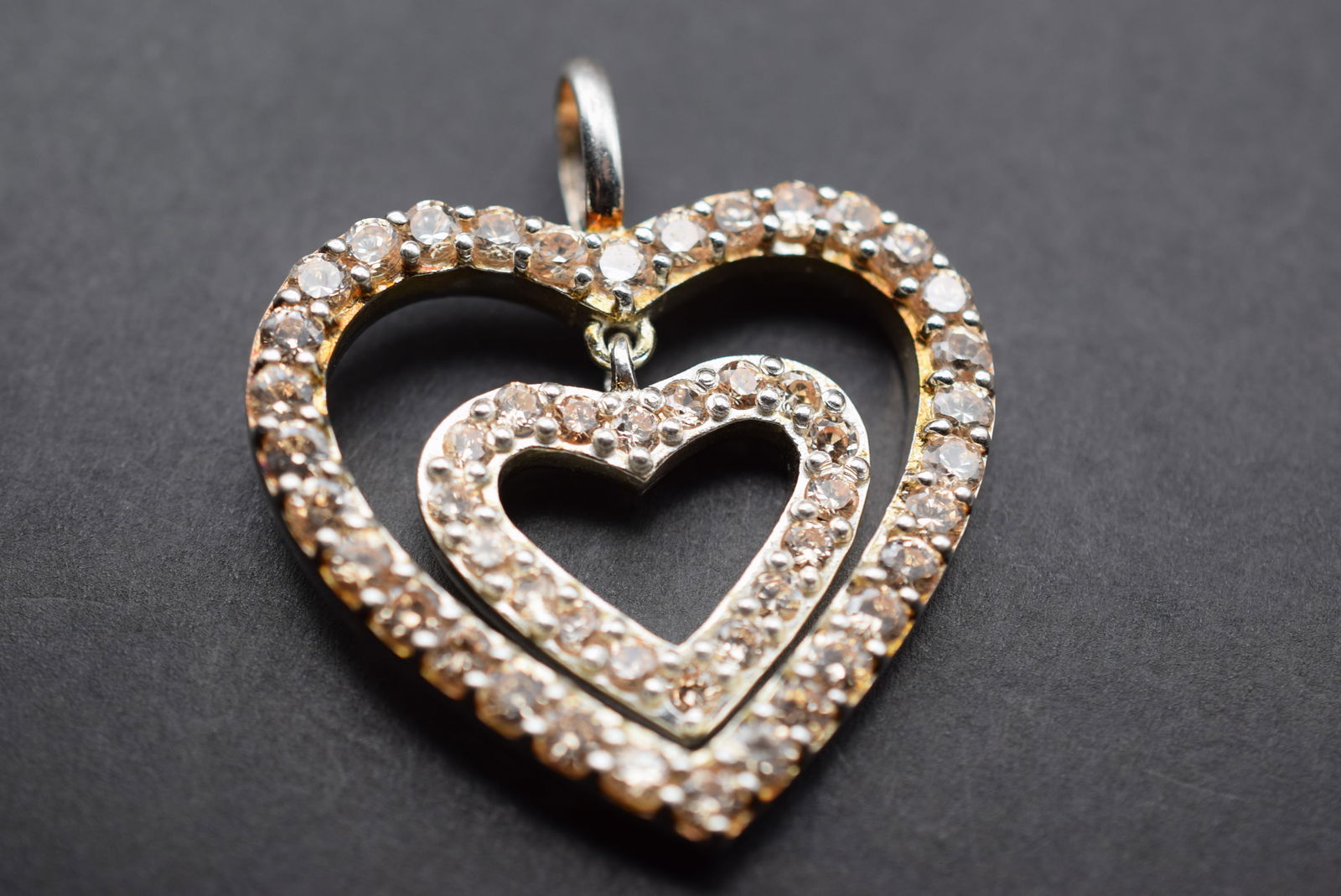 Lumani CZ Sterling Silver 925 Double Heart Pendant Lot 115 (1 of 4)