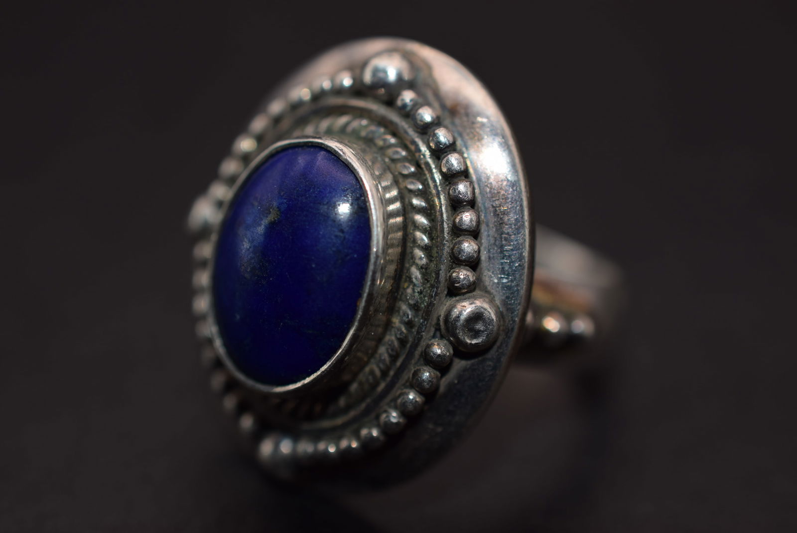 Sterling Silver 925 Lapis Heavy Ring Etruscan Size 7.25 Lot 168 (1 of 4)