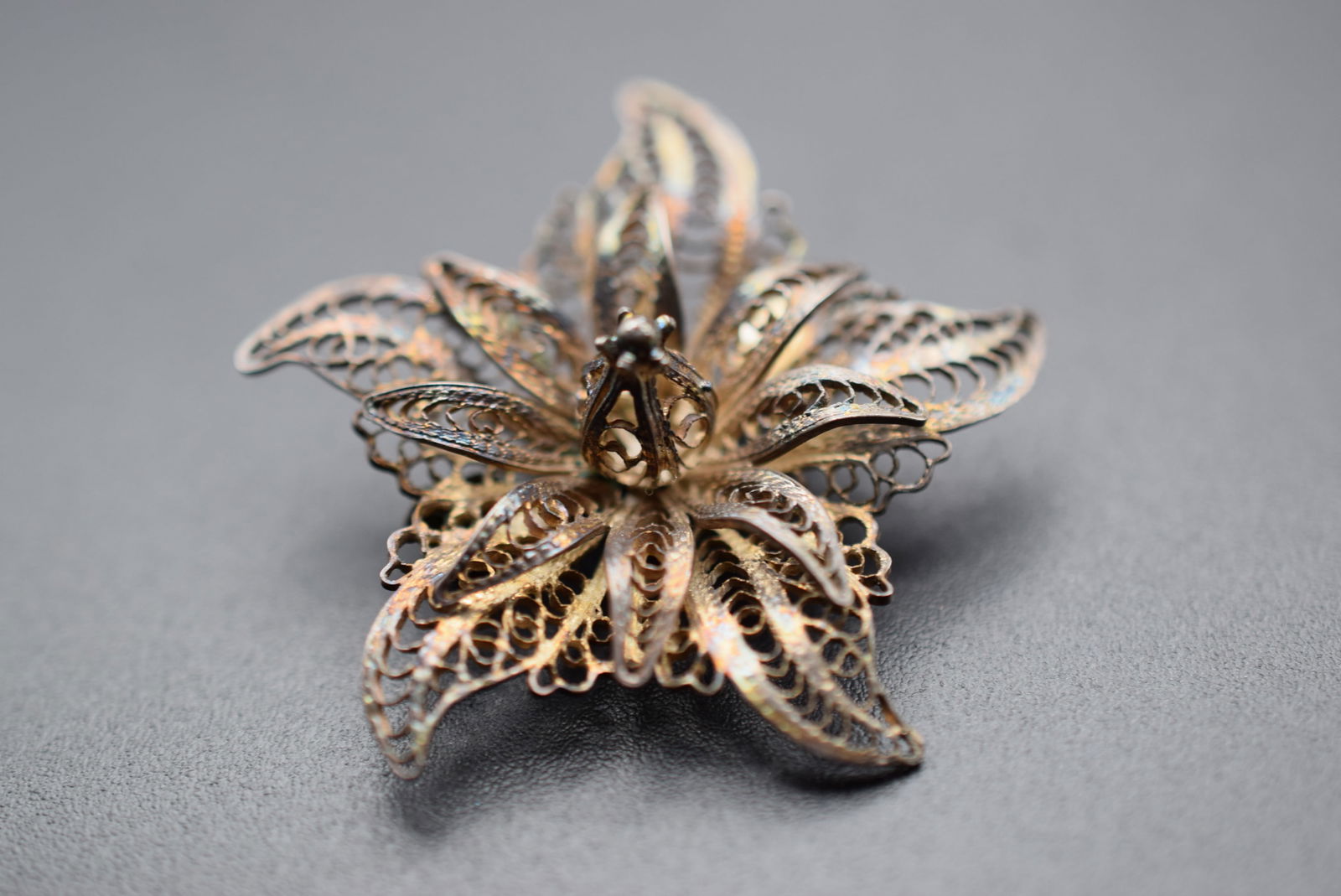 Sterling Silver 925 Filigree Flower Brooch Pin Vintage Lot# DG 173 (1 of 2)