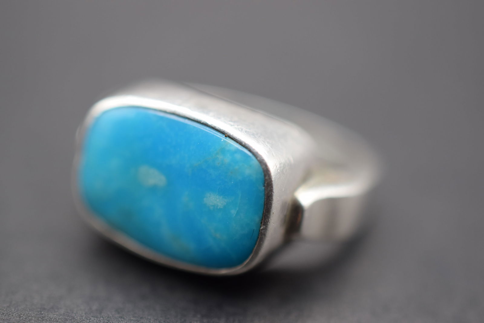 Turquoise Glass Sterling Silver 925 Ring Size 6 Lot 174 (1 of 3)