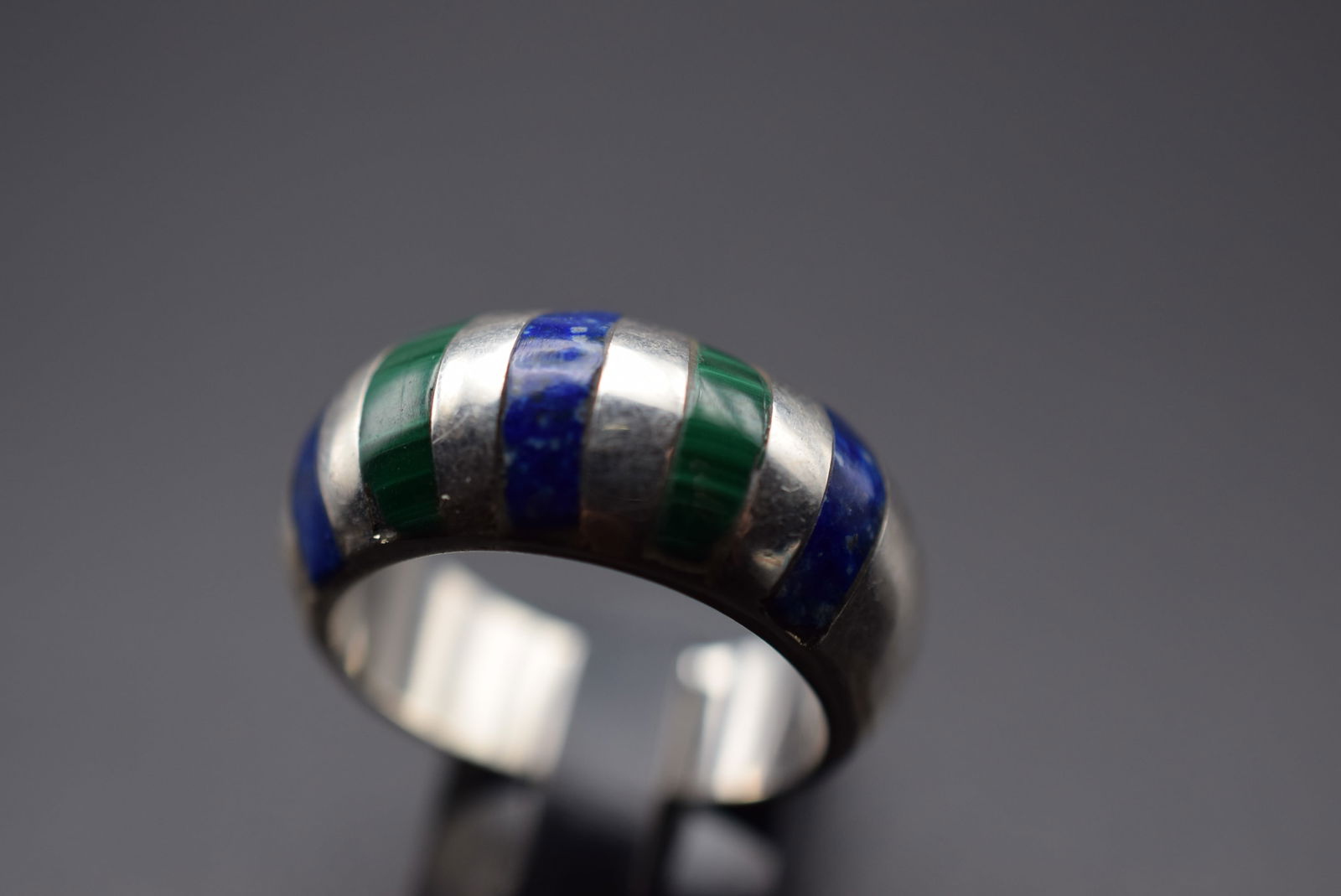 Lapis Lazuli Malachite Sterling Silver 925 Ring Size 7.5 Lot 198 (1 of 4)