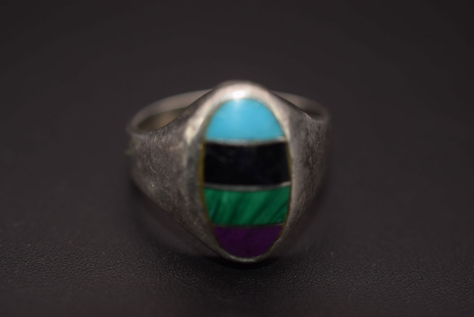 Malachite Onyx Carnelian Turquoise Mexico Sterling Silver 925 Ring Size 9.5 Lot 209 (1 of 4)