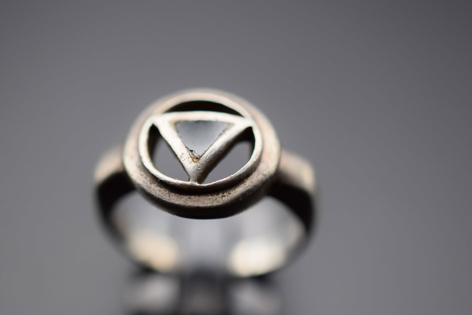 Triangle Circle Onyx Sterling Silver 925 Ring Size 5.25 Lot 222 (1 of 4)