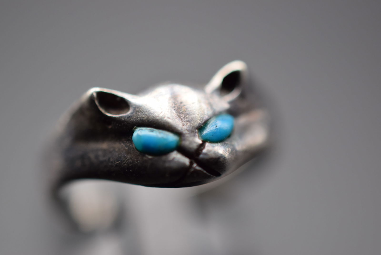 Turquoise Cat Sterling Silver 925 Ring Size 5.5 Lot 226 (1 of 4)