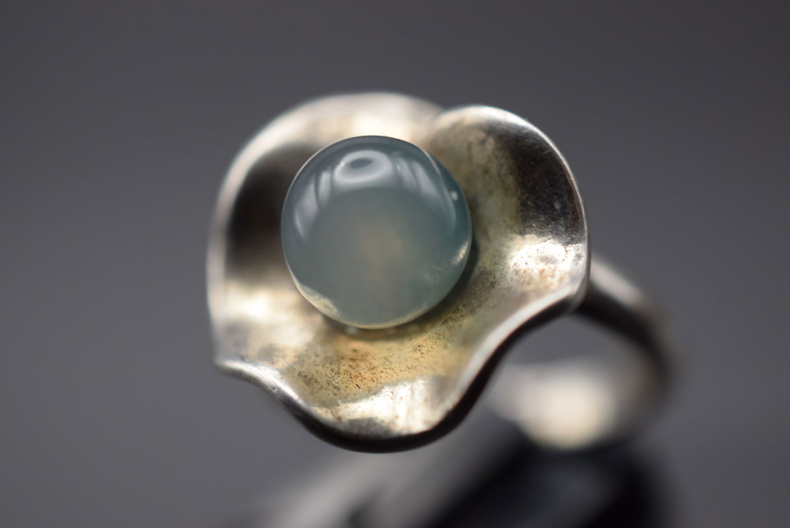 Superb Danish Moss Agate Smooth Silky Ring ! Sterling Silver 925 Ring Size 7.5 Lot 239 (1 of 8)