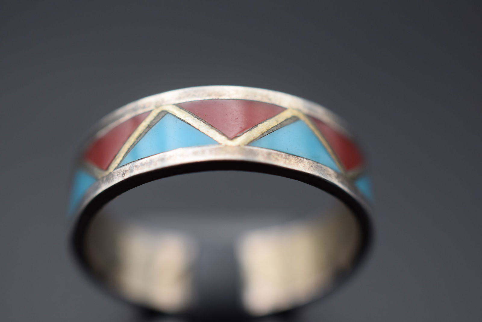 Turquoise Carnelian Inlaid Sterling Silver 925 Band Ring Size 10.5 Lot 253 (1 of 3)