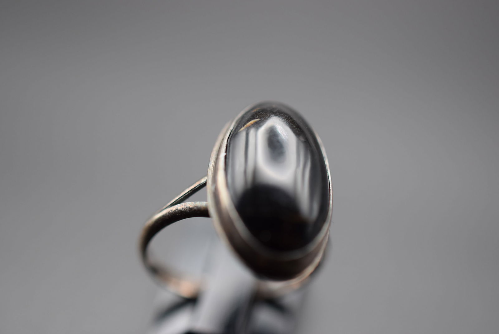 Onyx Glass Silver Ring Size 6.25 Lot 264 (1 of 5)