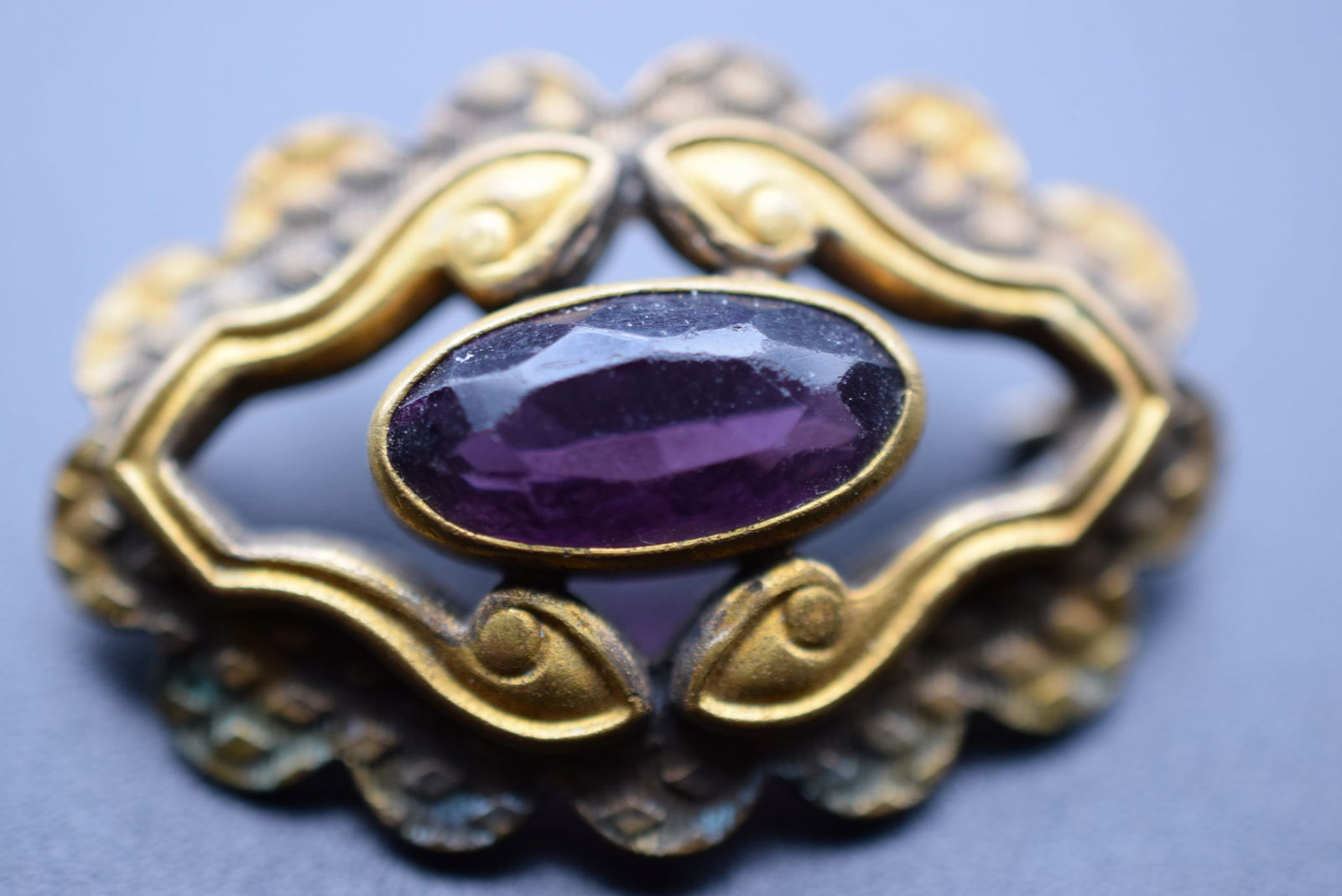 Edwardian Amethyst Brooch Pin Vintage missing pin Lot# DG 279 (1 of 2)