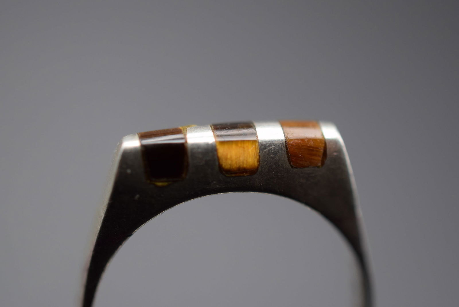 Inlaid Tigers Eye Sterling Silver 925 Ring Size 7 Lot 283 (1 of 4)