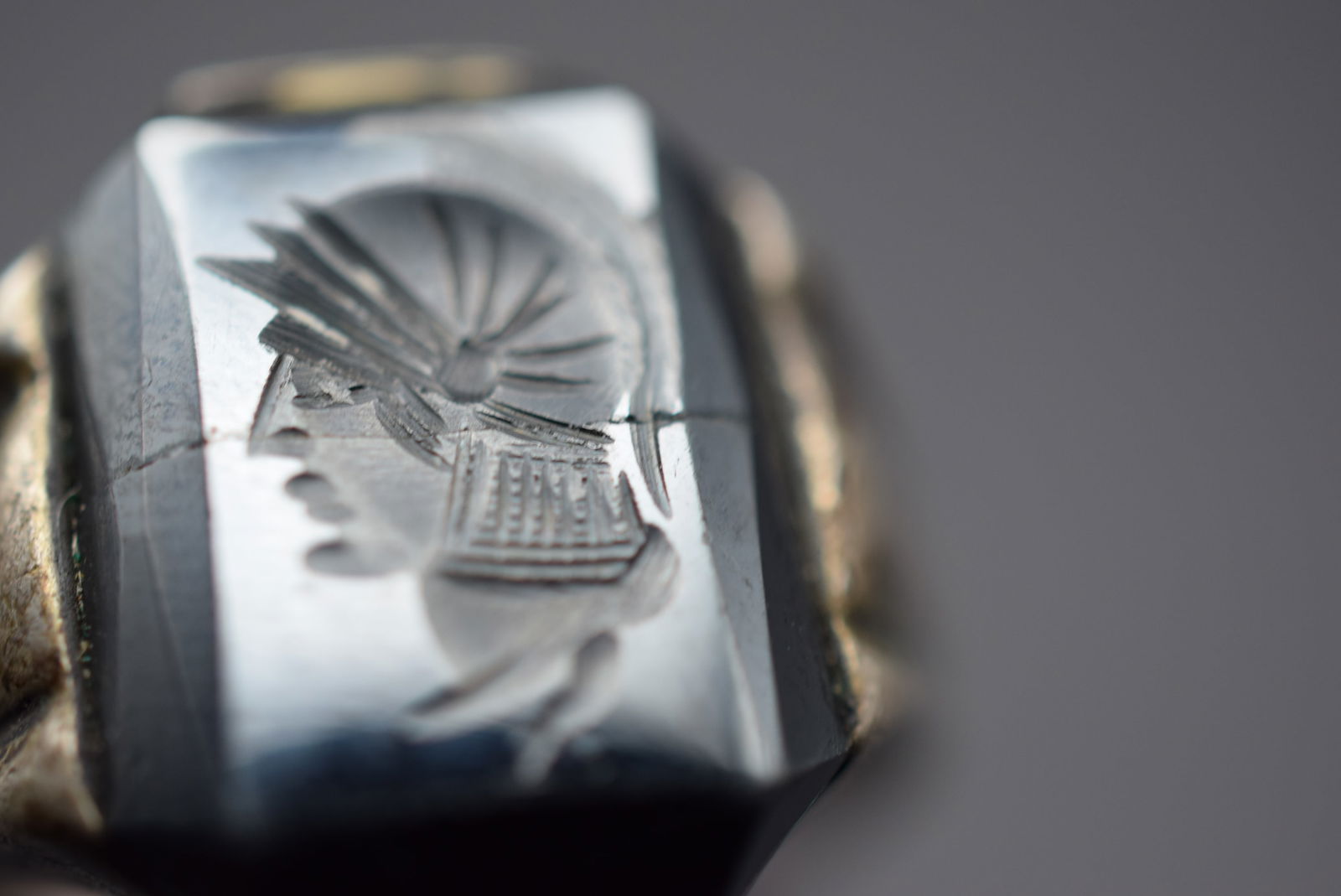 Roman Soldier Intaglio Onyx Sterling Silver 925 Ring Size 9 Lot 292 (1 of 6)