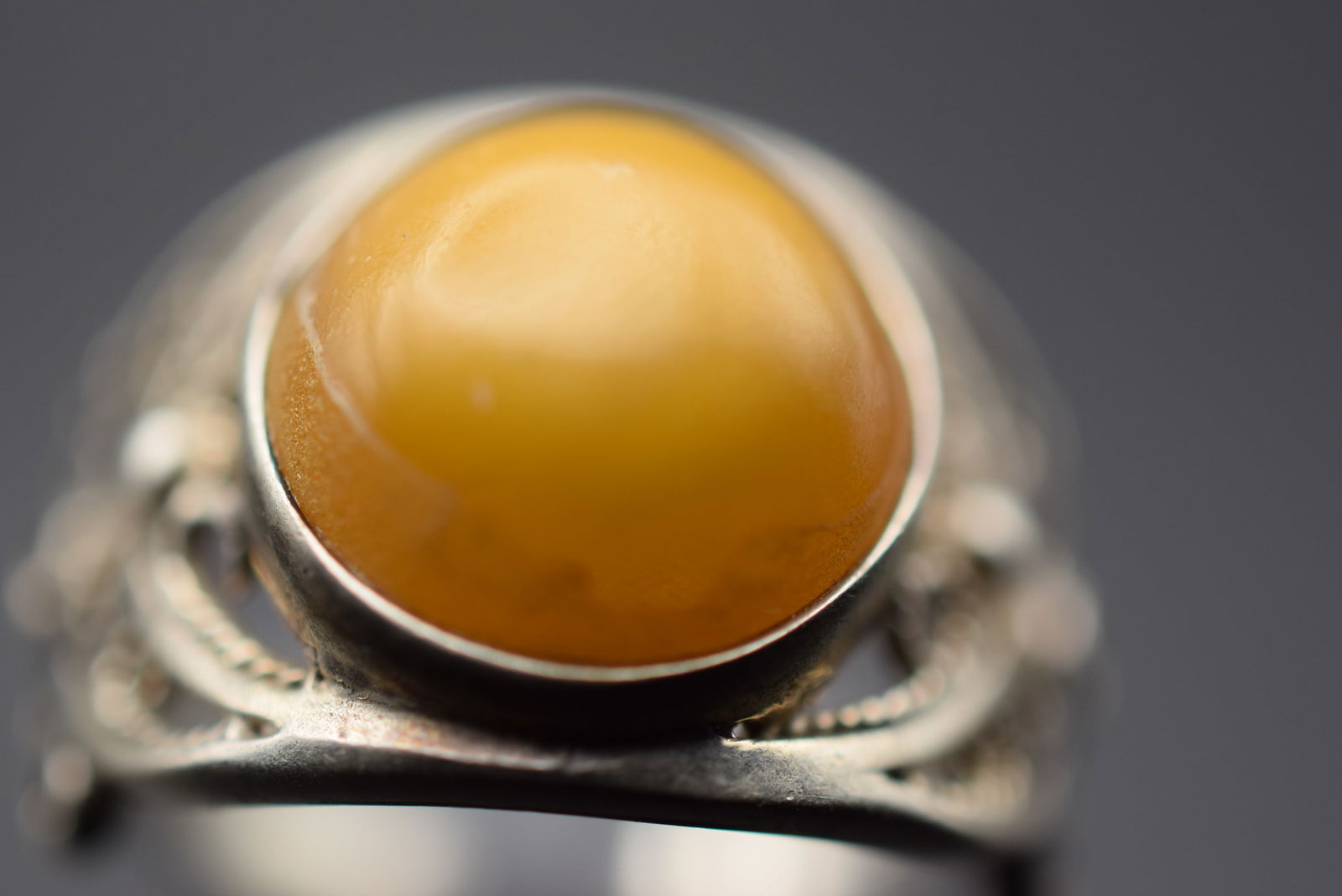 Egg Yolk Amber Sterling Silver 925 Ring Size 6.75 Lot 302 (1 of 10)